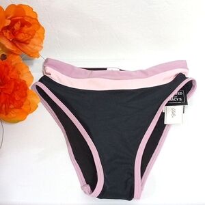 SALT+COVE BLACK PINK COLOR BLOCK HIGH WAIST HIGH CUT BIKINI BOTTOM SIZE XS NWT